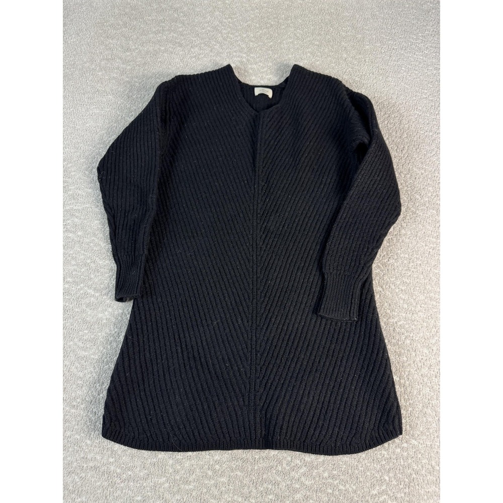 Wilfred Sweater Dress Womens 2XS Black Merino Wool Ribbed Knit Long Sleeve Mini